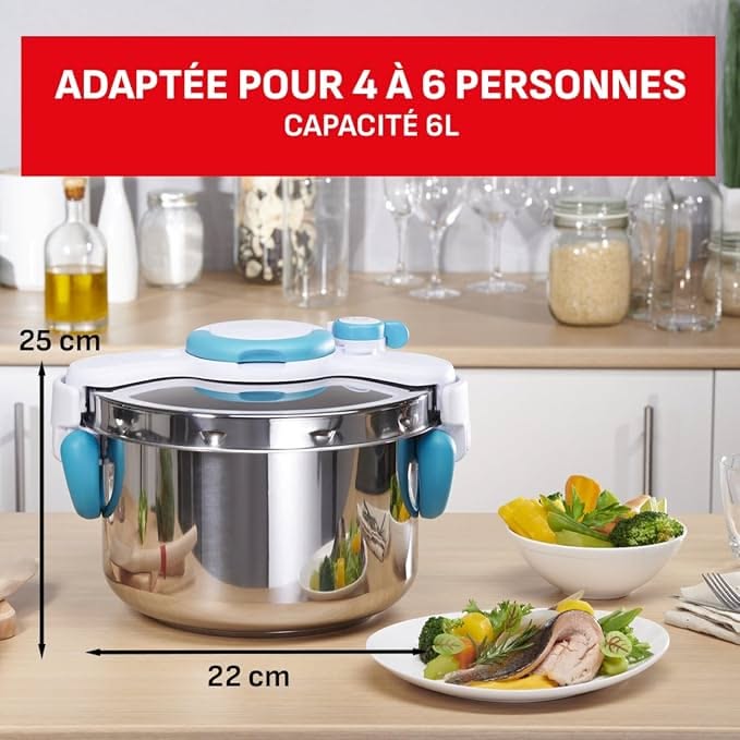 Autocuiseur ClipsoMinut Easy — 6 L, Inox, Bleu